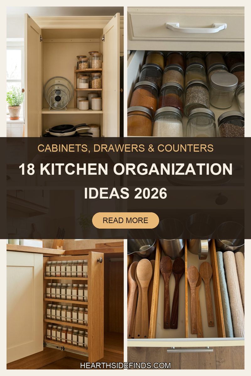 organized kitchen cabinets, drawers, counters and fridges with racks, bins, risers and caddies